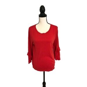 Anthropologie t.la Chelsea Red Ruffle Sleeve Tee - Size Medium